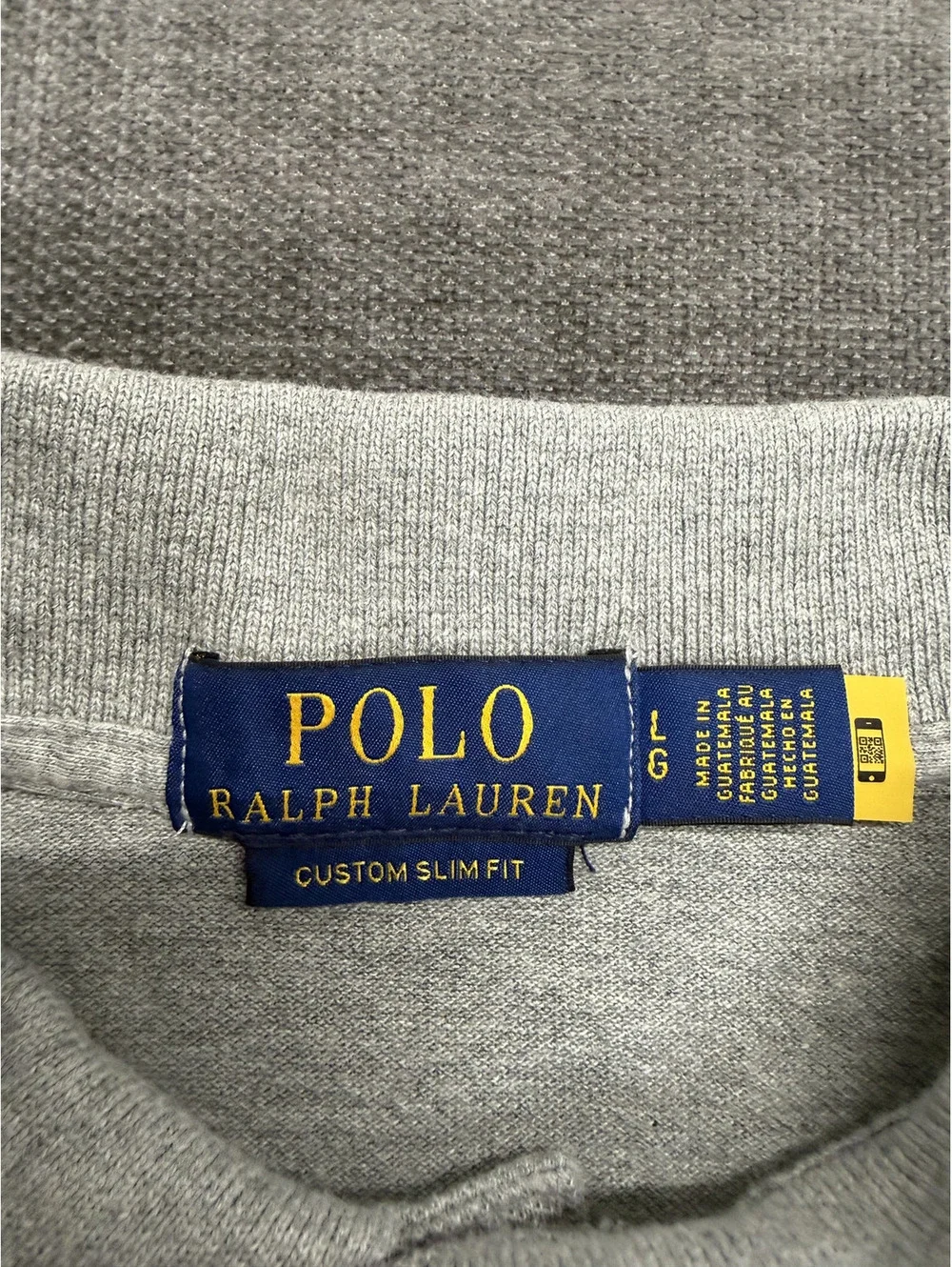 Polo Ralph Lauren Custom Slim Fit Gray Polo Shirt, Size Large